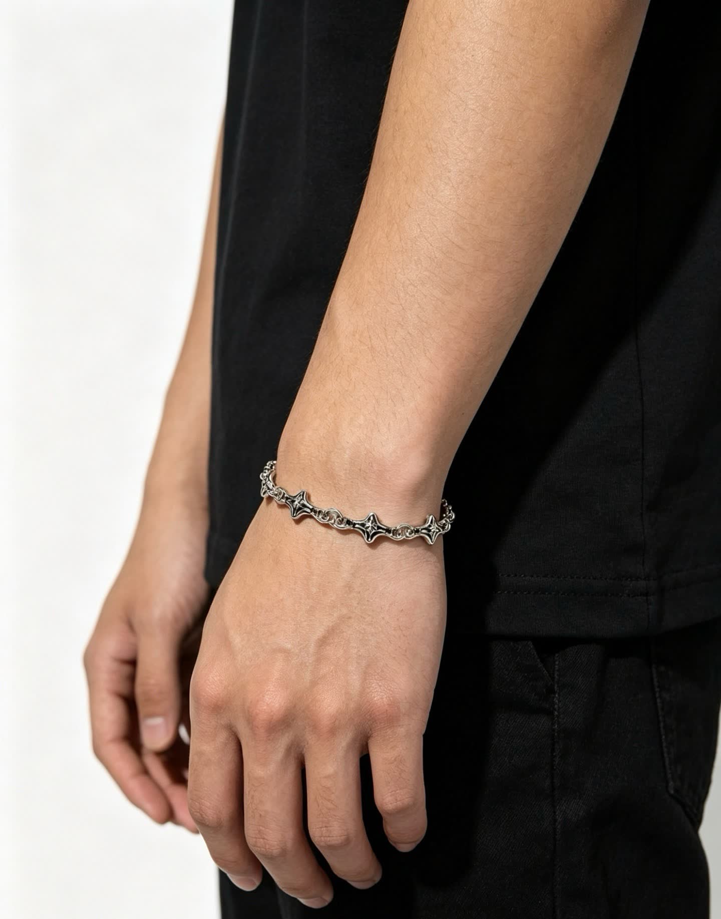 Chrome Hearts Sterling Silver Star Charm Bracelet